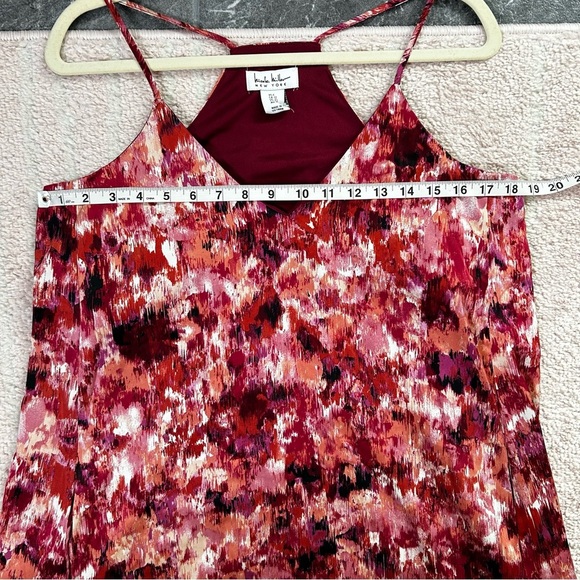 Nicole Miller Abstract Maxi Trapeze Dress Maroon Pink Coral Size Large Holiday - Picture 5 of 11